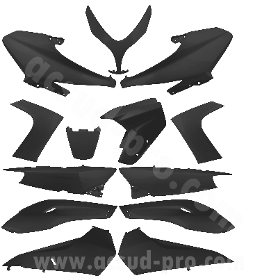 Kit carrosserie carénage adaptable Noir Mat pour TMAX 500 2008/2011 (Kit 13 pce)