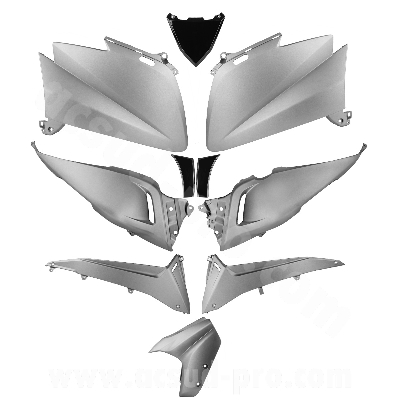 Kit carrosserie carénage adaptable pour TMAX 530 Gris Mat 2012/2014 (Kit 10 pce)