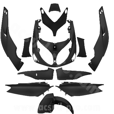 Kit carrosserie carénage adaptable Noir Mat pour TMAX 500 2001/2007 (Kit 12 pce)