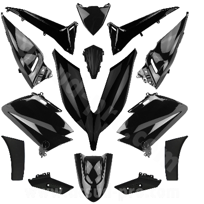 Kit carrosserie carénage adaptable Noir Brillant pour TMAX 530 2015/2016 (Kit 14 pce)