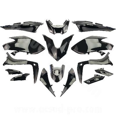 KIT CARROSSERIE ADAPT. YAMAHA TMAX 530cc 2017-2019 SX / DX NOIR BRILLANT (15 PIECES)