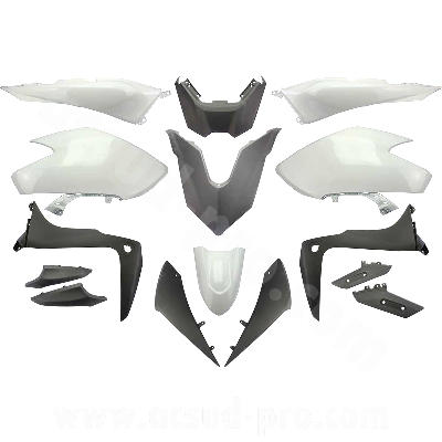 Kit carrosserie adaptable Yamaha TMAX 530 (2017–2019) SX / DX – 15 pièces – White Competition