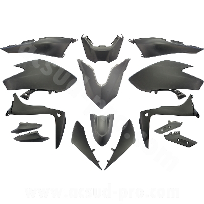 Kit carrosserie carénage adaptable Noir Mat pour TMAX 530 2017/2019) SX / DX (Kit 15 pce)