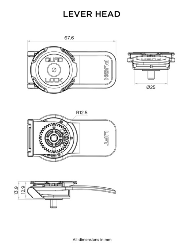 Support QUAD LOCK 360 tĂȘte seule avec levier â Image 2
